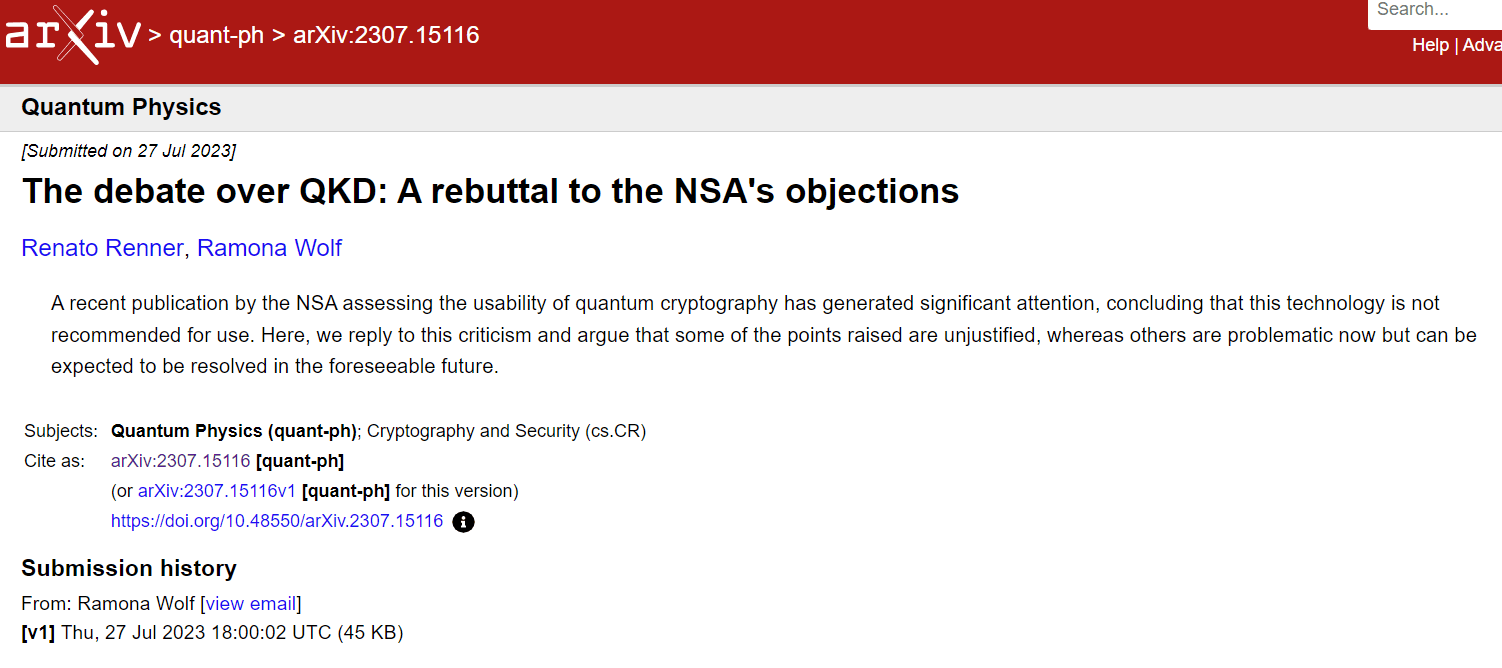 QKD useless? This article refutes the NSA!