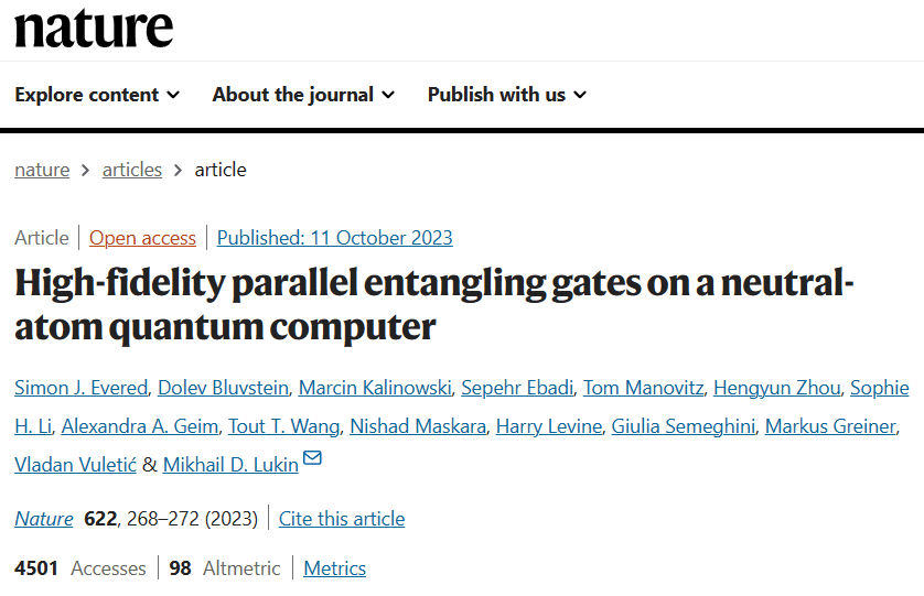 Beyond the quantum error correction threshold! Neutral Atom Array Entanglement Gate Makes Major Progress