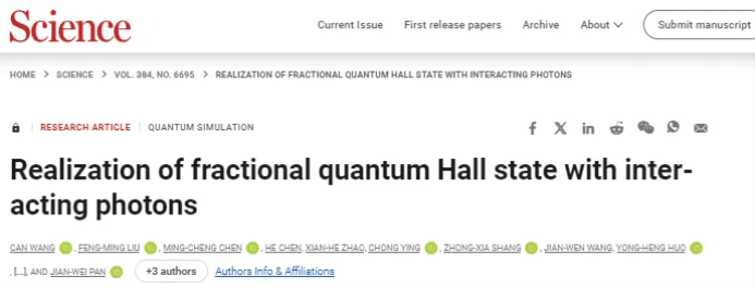 Science- Chinese team achieves first fractional quantum anomalous Hall state of photons
